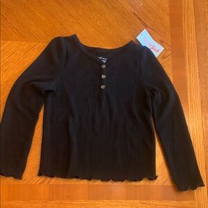 Black Ribbed Long Sleeve Top
